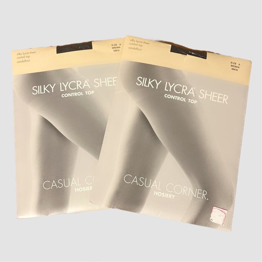 NWT Casual Corner Control Top Hosiery Brown Silky Lycra Size A & B Bundle of Two